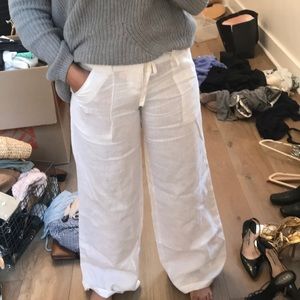 White linen pants size small, wide leg